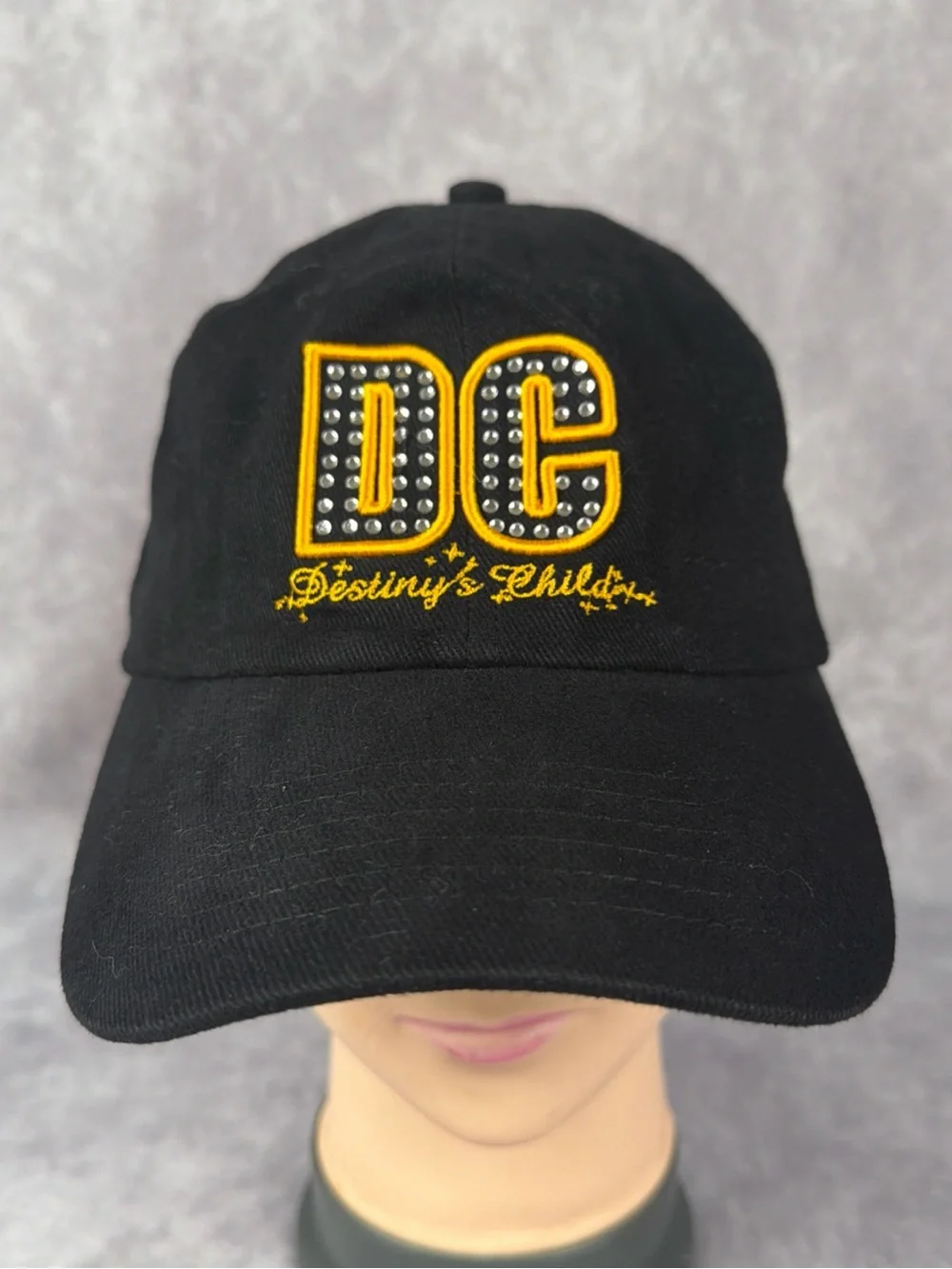 Destiny’s Child DC Rhinestone Embroidered Black Fitted Hat Cap